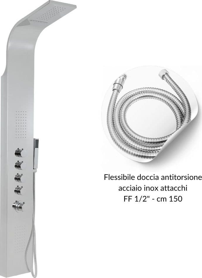 Colonna Doccia Termostatica Siria 4 Funzioni Getto A Cascata Bocchette Lombari - 18