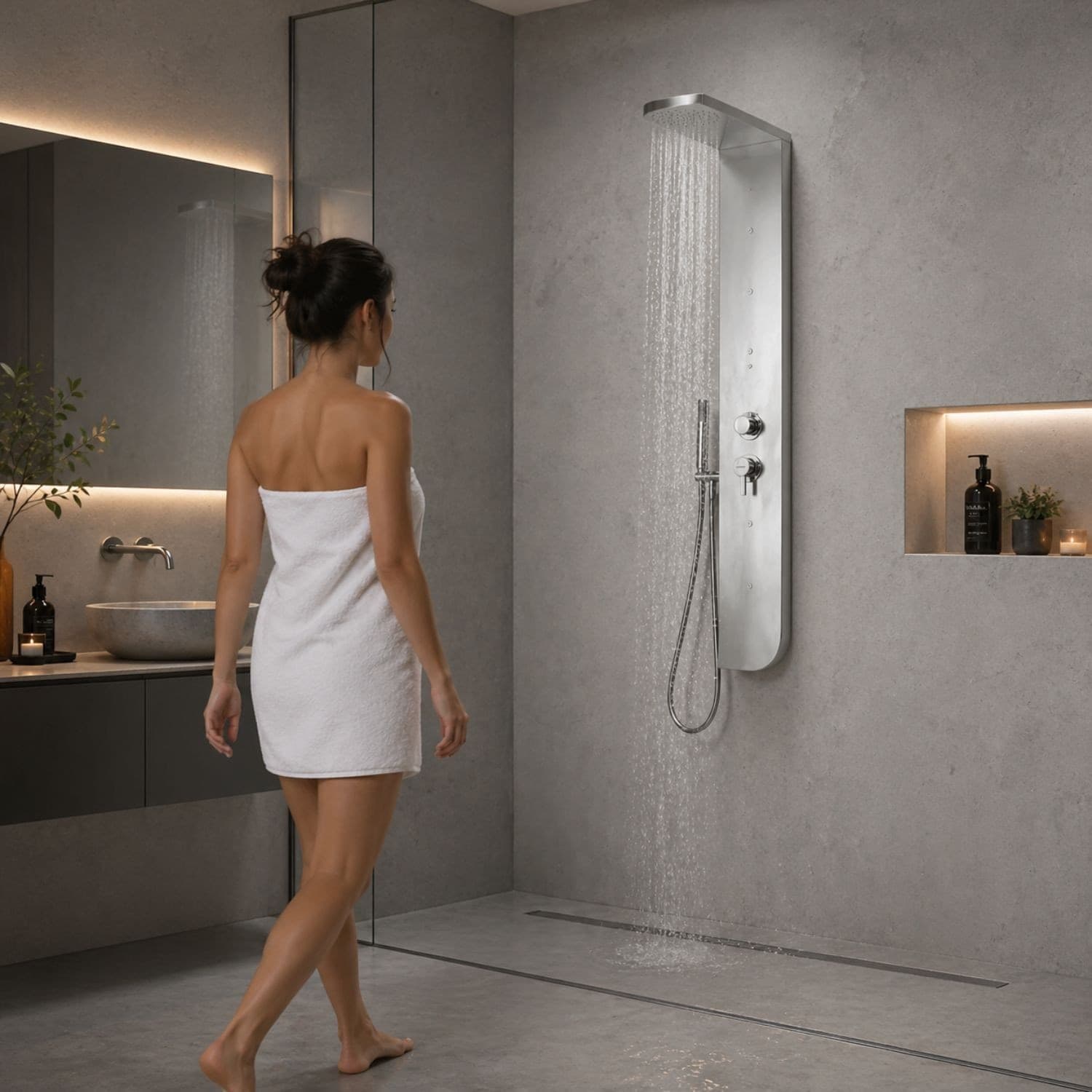 Colonna Doccia Acciaio Inox 3 Funzioni 4 Bocchette Idro Lombari L20xP50xH150  005B - 12