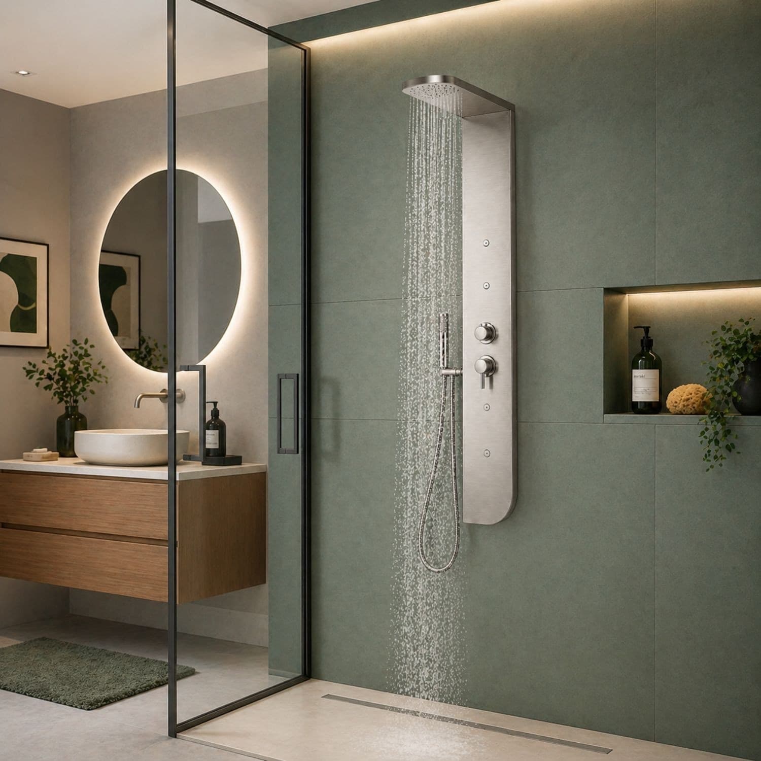 Colonna Doccia Acciaio Inox 3 Funzioni 4 Bocchette Idro Lombari L20xP50xH150  005B - 13