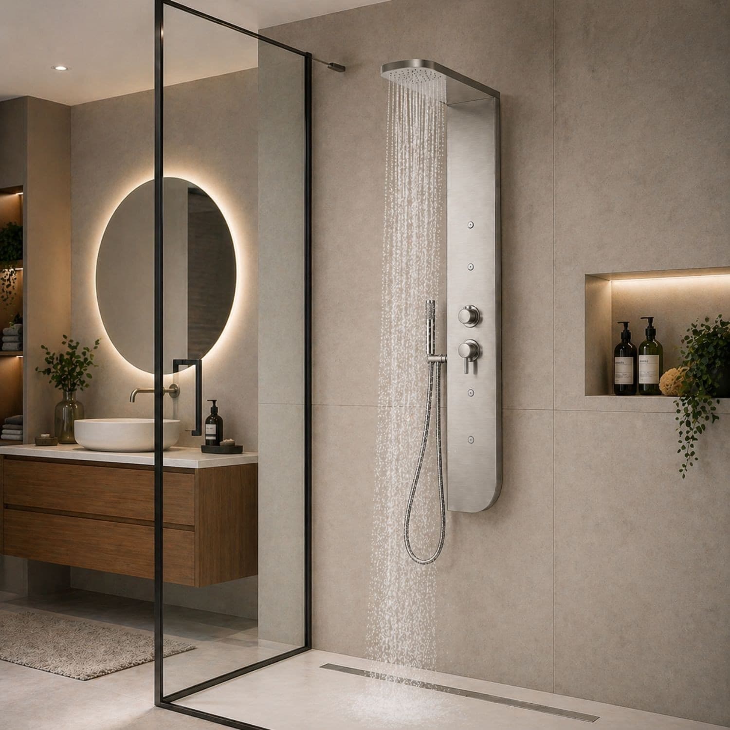 Colonna Doccia Acciaio Inox 3 Funzioni 4 Bocchette Idro Lombari L20xP50xH150  005B - 14