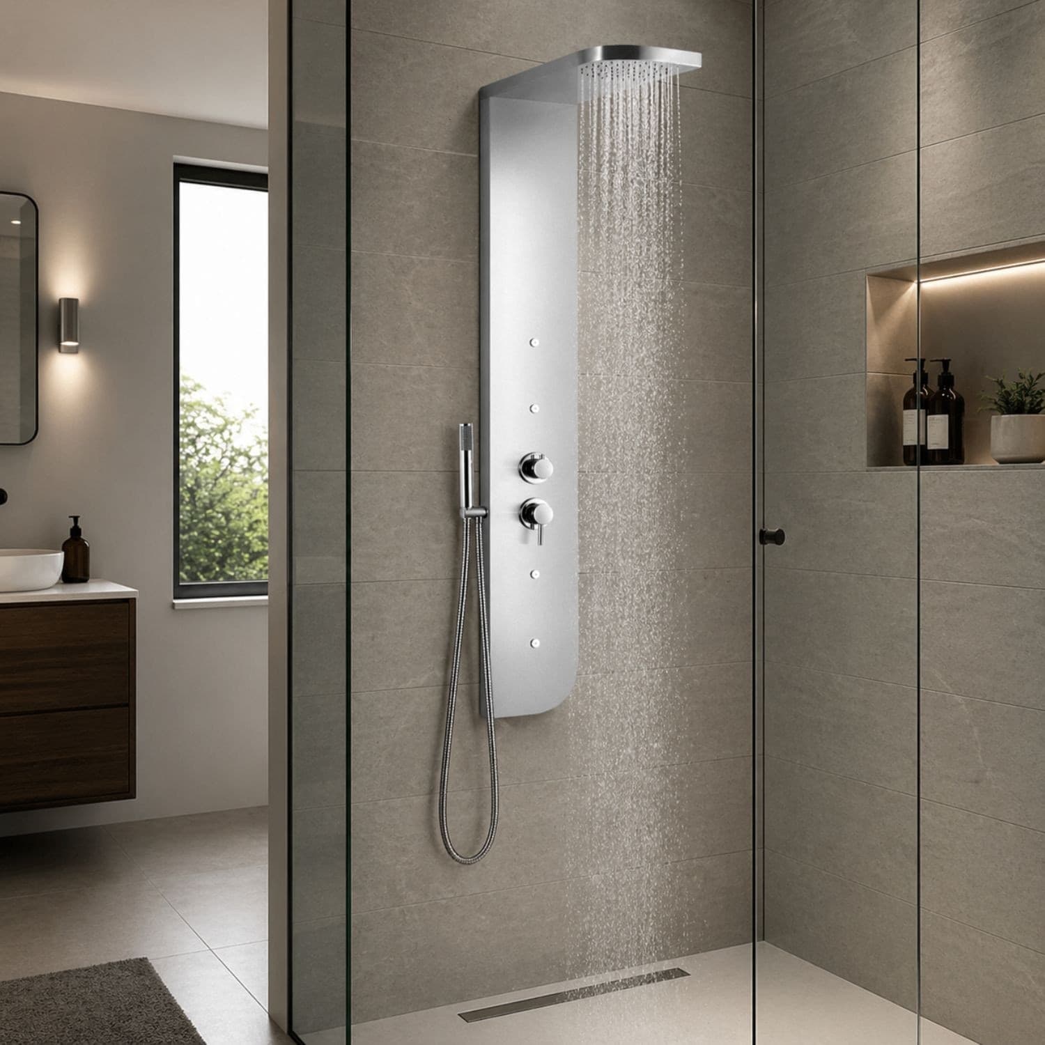 Colonna Doccia Acciaio Inox 3 Funzioni 4 Bocchette Idro Lombari L20xP50xH150  005B - 7