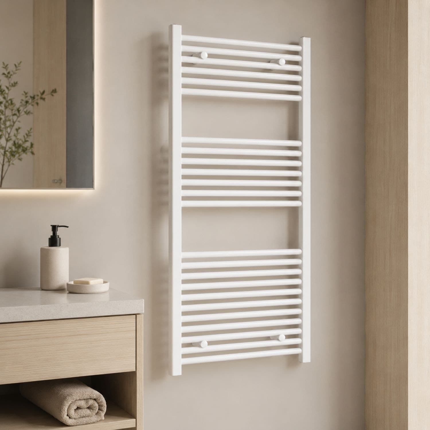Termoarredo Bianco In Acciaio Per Bagno Scaldasalviette Elegante - 26