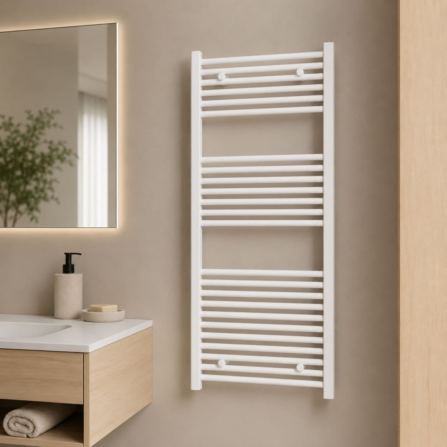 Termoarredo Bianco In Acciaio Per Bagno Scaldasalviette Elegante - 27
