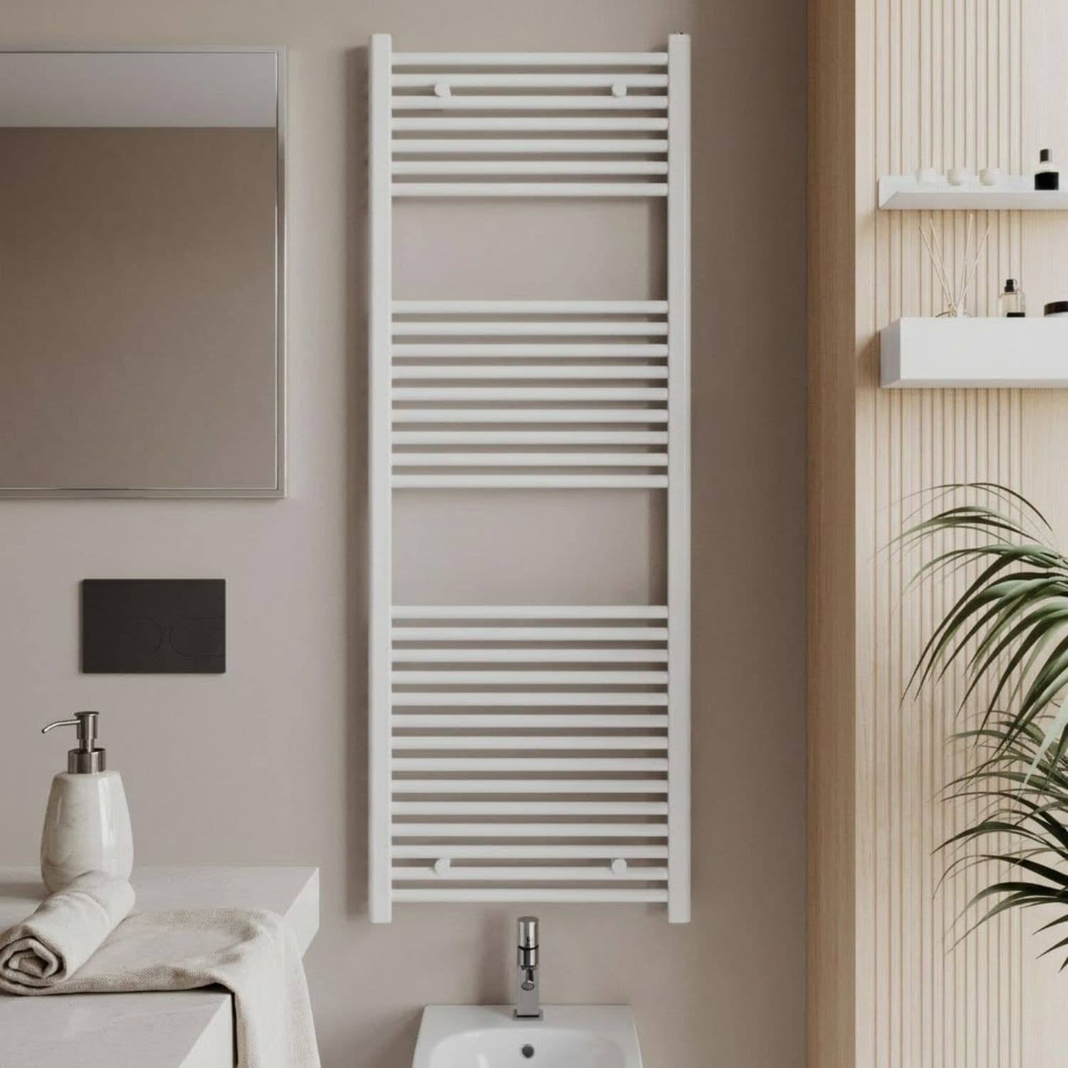 Termoarredo Bianco In Acciaio Per Bagno Scaldasalviette Elegante - 56