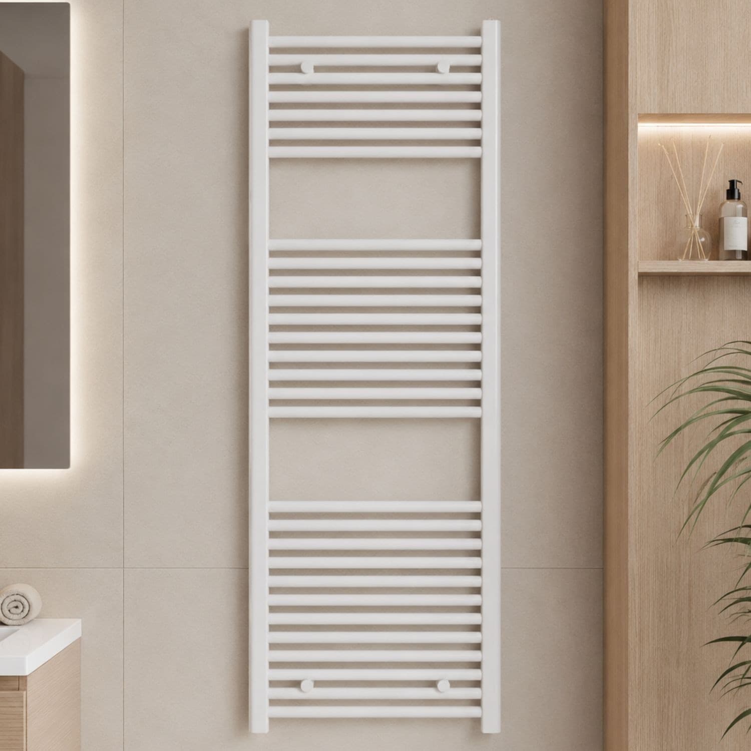 Termoarredo Bianco In Acciaio Per Bagno Scaldasalviette Elegante - 63