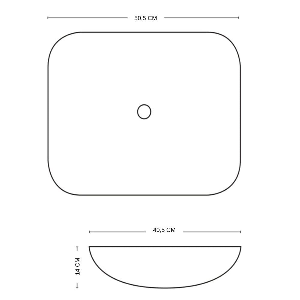 Lavabo Da Appoggio Ceramica Bianco Rettangolare  Arredo Bagno 50,5x40,5x14 Cm - 7