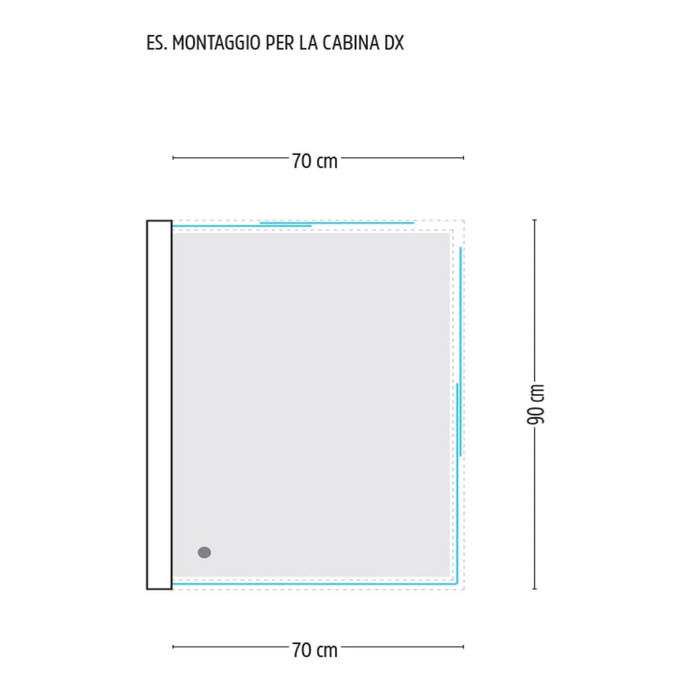 Ogomondo Box Cabina Doccia Corner 3 Lati Cristallo Temprato Serigrafato 70x90x70 Destro - 4