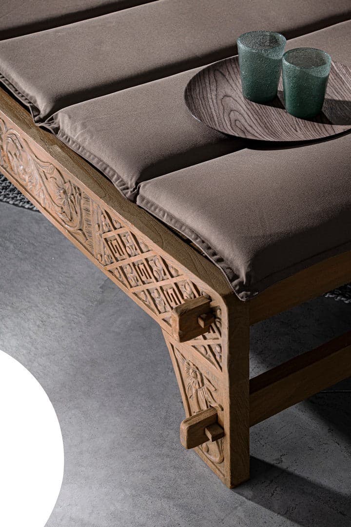 Daybed con cuscino "Sanur" in legno di Teak con finitura color sabbia, per esterno Giardino e giardinaggio/Arredamento da giardino e accessori/Lettini Decor Space - Altamura, Commerciovirtuoso.it