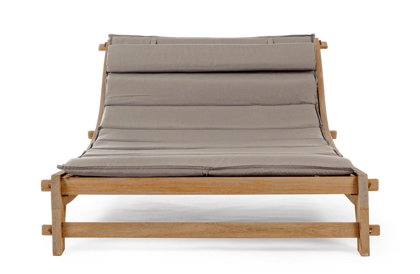 Daybed con cuscino "Sanur" in legno di Teak con finitura color sabbia, per esterno in Lettini Decor Space - Altamura, commercioVirtuoso.it