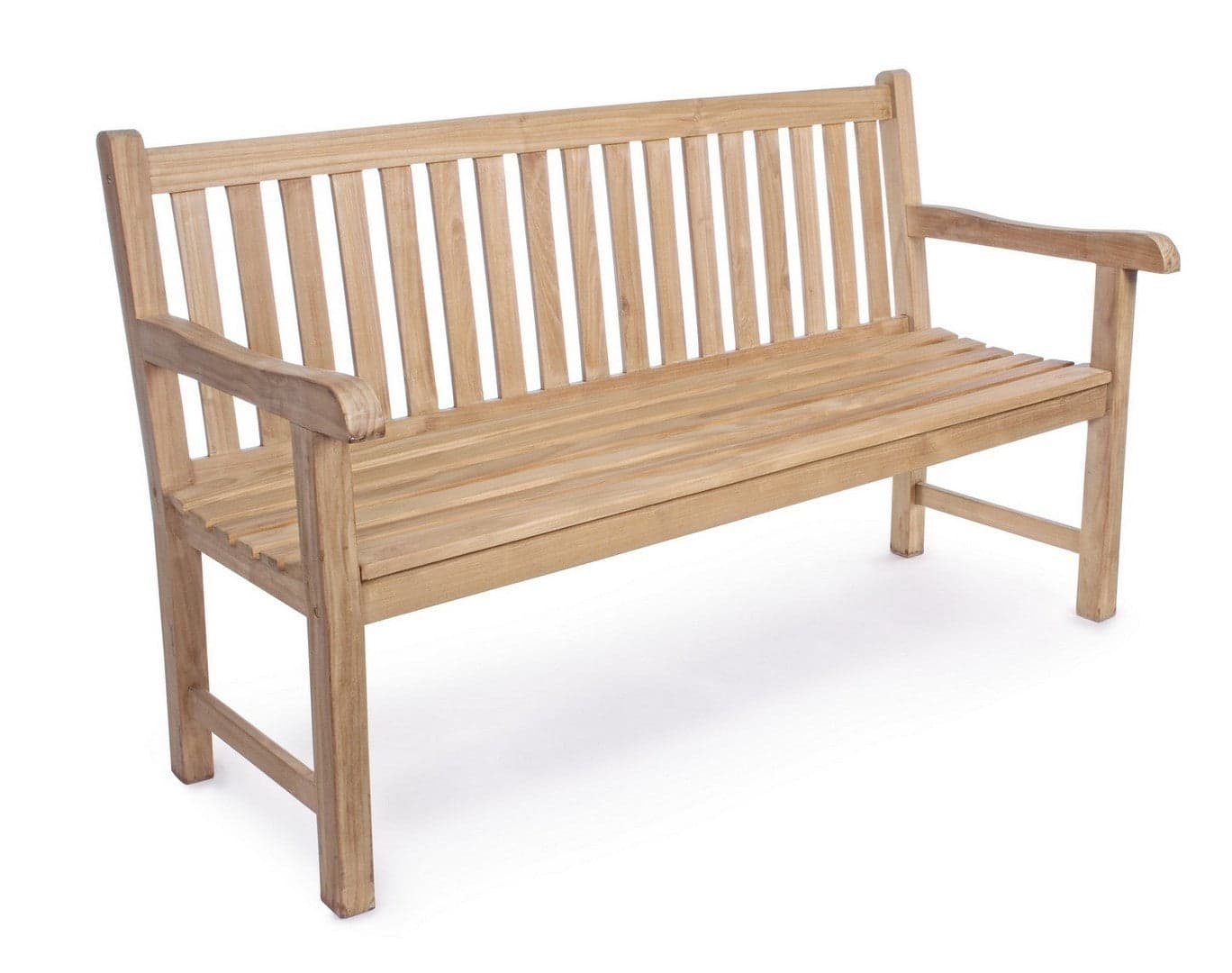 Panchina da giardino "Linda" in legno di Teak massiccio, con braccioli, per esterno e veranda