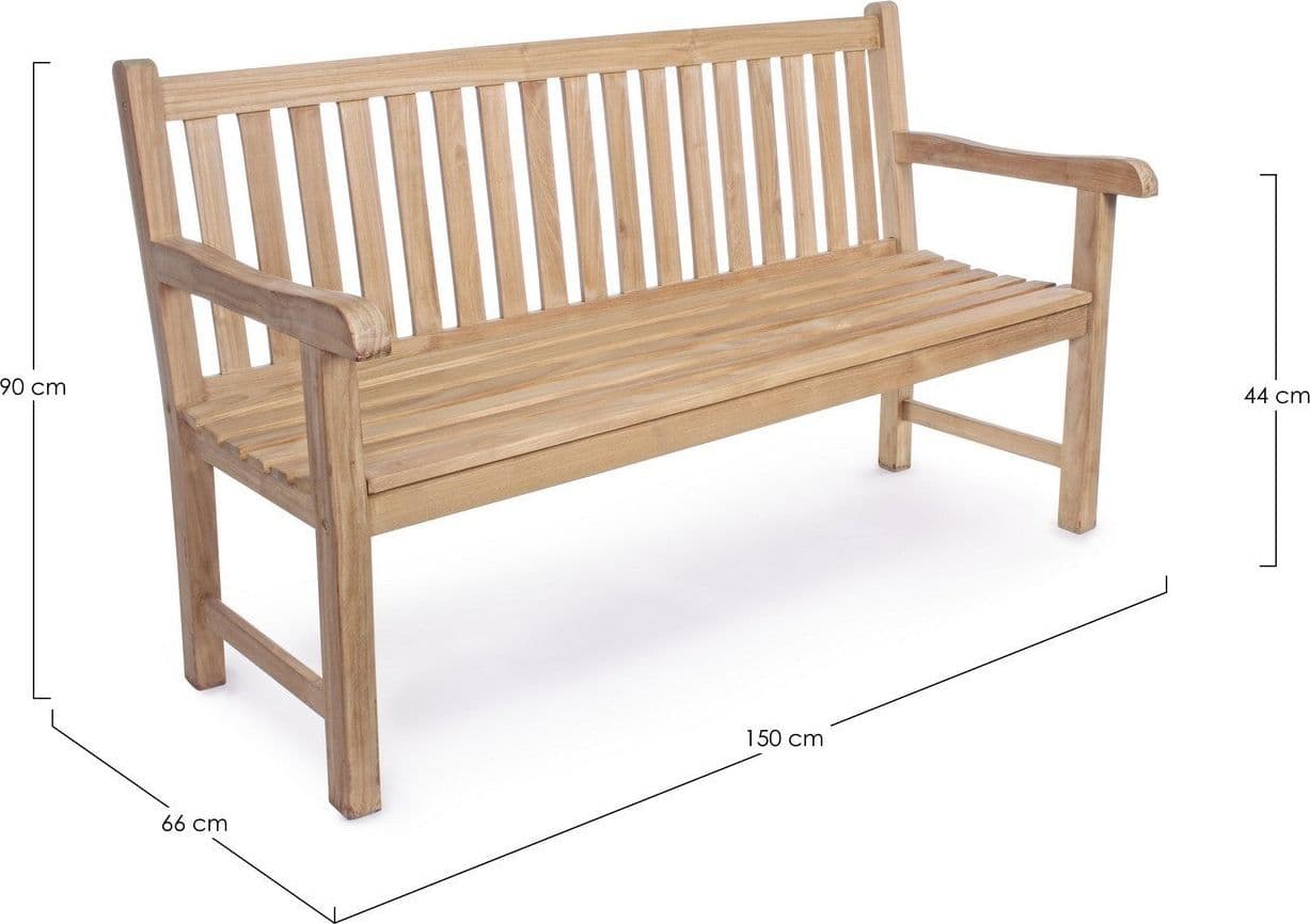 Panchina da giardino "Linda" in legno di Teak massiccio, con braccioli, per esterno e veranda in Panche Decor Space - Altamura, commercioVirtuoso.it