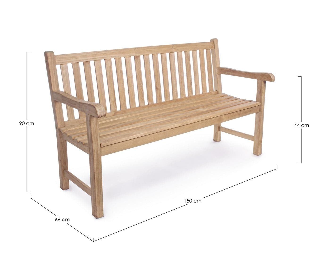 Panchina da giardino "Linda" in legno di Teak massiccio, con braccioli, per esterno e veranda in Panche Decor Space - Altamura, commercioVirtuoso.it