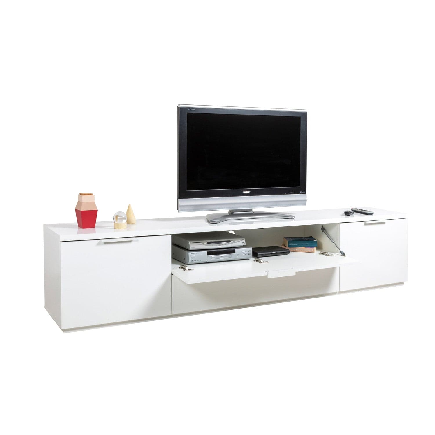 Madia porta TV con 2 cassetti e 2 ante, mobile basso in legno "Made in Italy" 240 cm in Pareti attrezzate Decor Space - Altamura, commercioVirtuoso.it