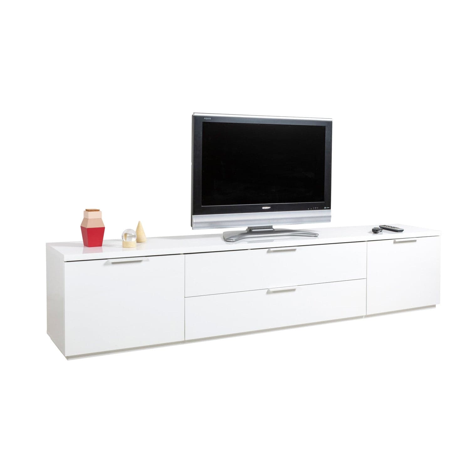 Madia porta TV con 2 cassetti e 2 ante, mobile basso in legno "Made in Italy" 240 cm in Pareti attrezzate Decor Space - Altamura, commercioVirtuoso.it