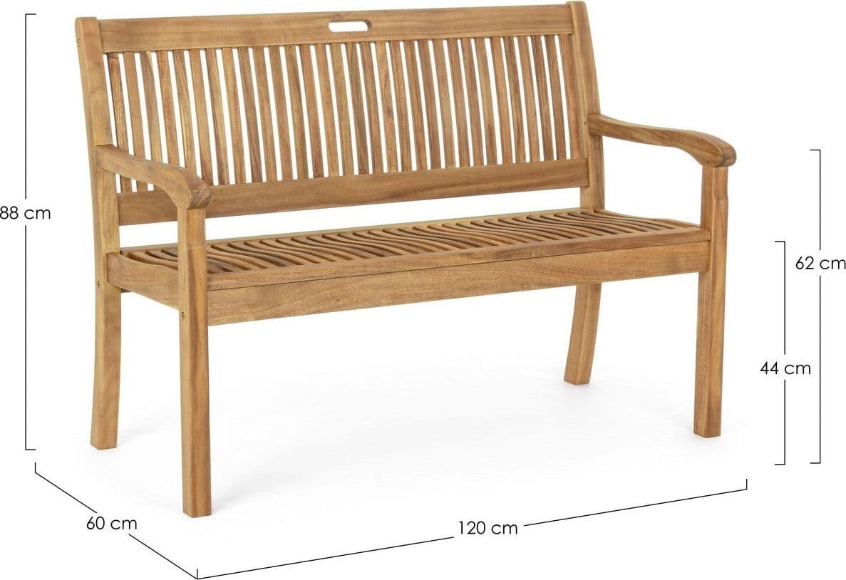 Panchina da giardino "Noemi" in legno di acacia, struttura resistente per esterno in Panche Decor Space - Altamura, commercioVirtuoso.it