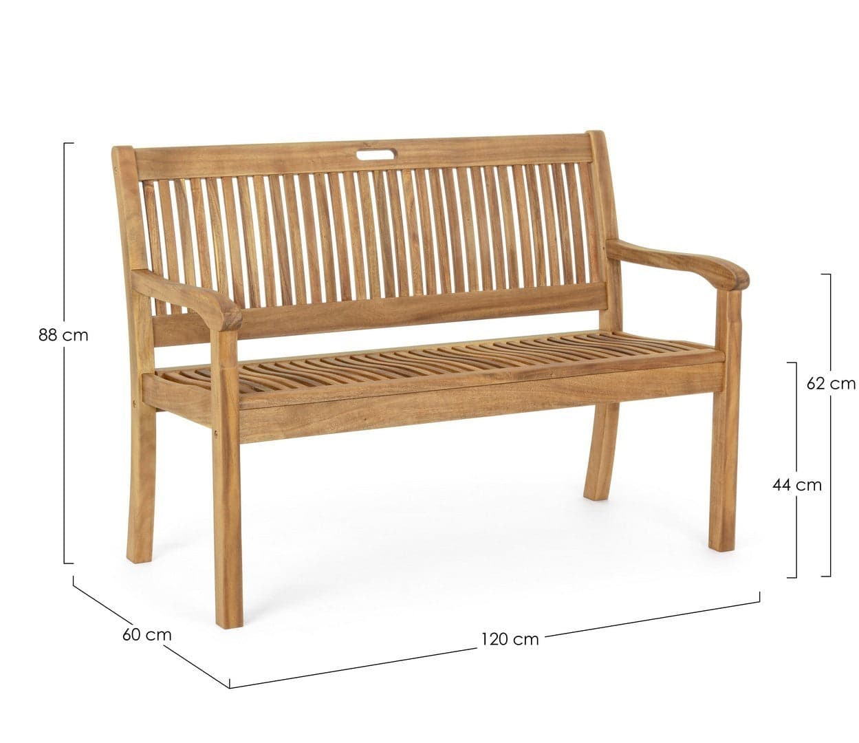 Panchina da giardino "Noemi" in legno di acacia, struttura resistente per esterno in Panche Decor Space - Altamura, commercioVirtuoso.it