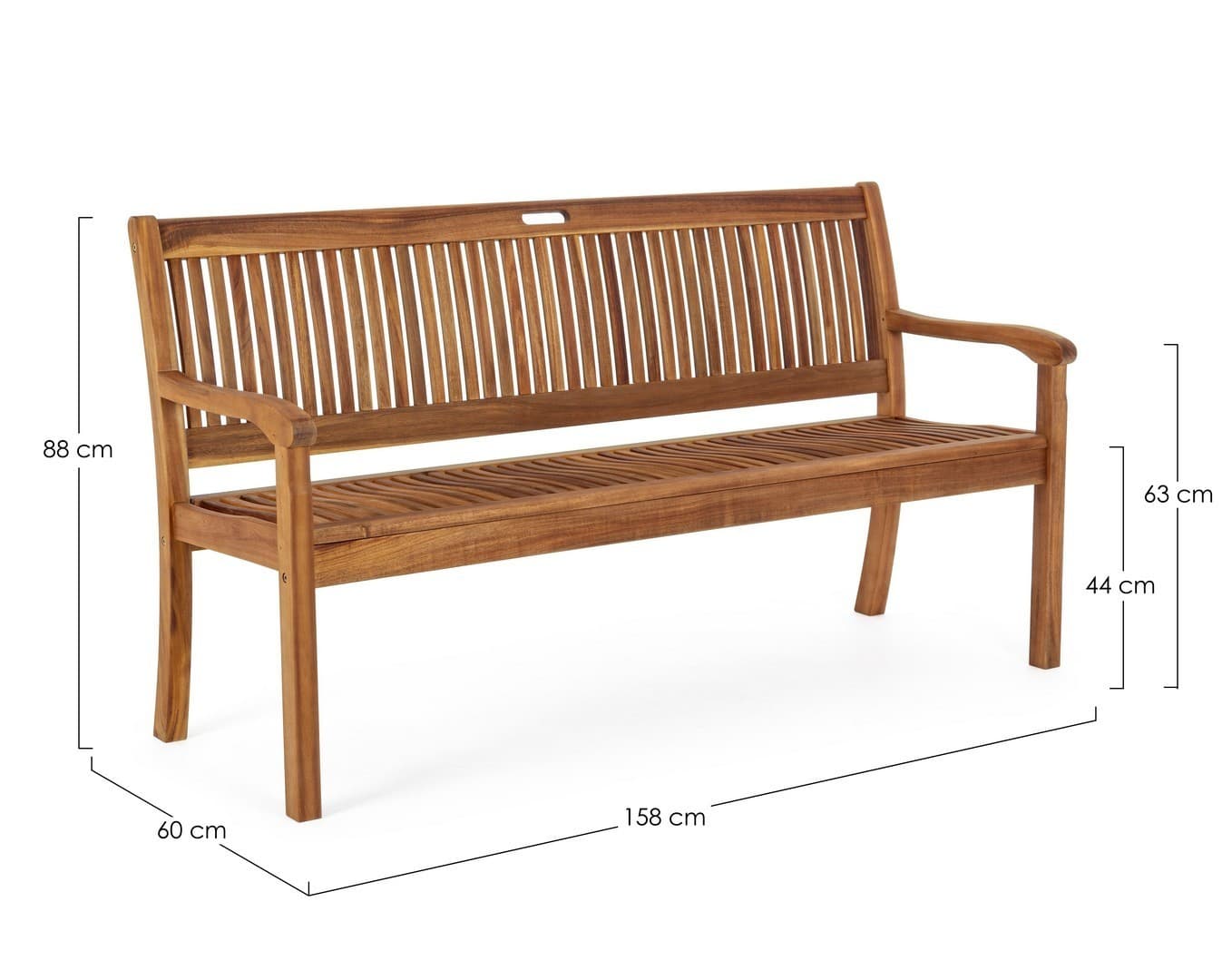 Panchina da giardino "Noemi" in legno di acacia, struttura resistente per esterno in Panche Decor Space - Altamura, commercioVirtuoso.it
