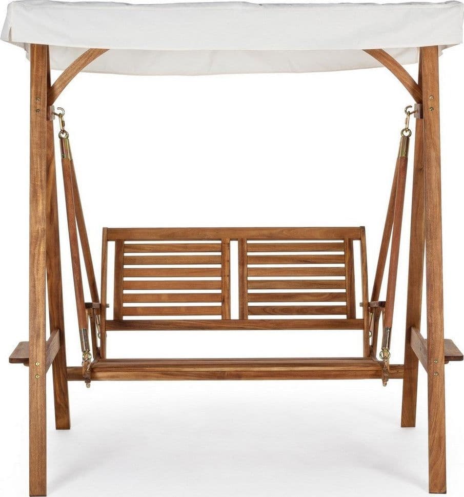 Dondolo a due posti "Noemi" con struttura in legno di acacia, resistente e per esterno in Dondoli coperti Decor Space - Altamura, commercioVirtuoso.it