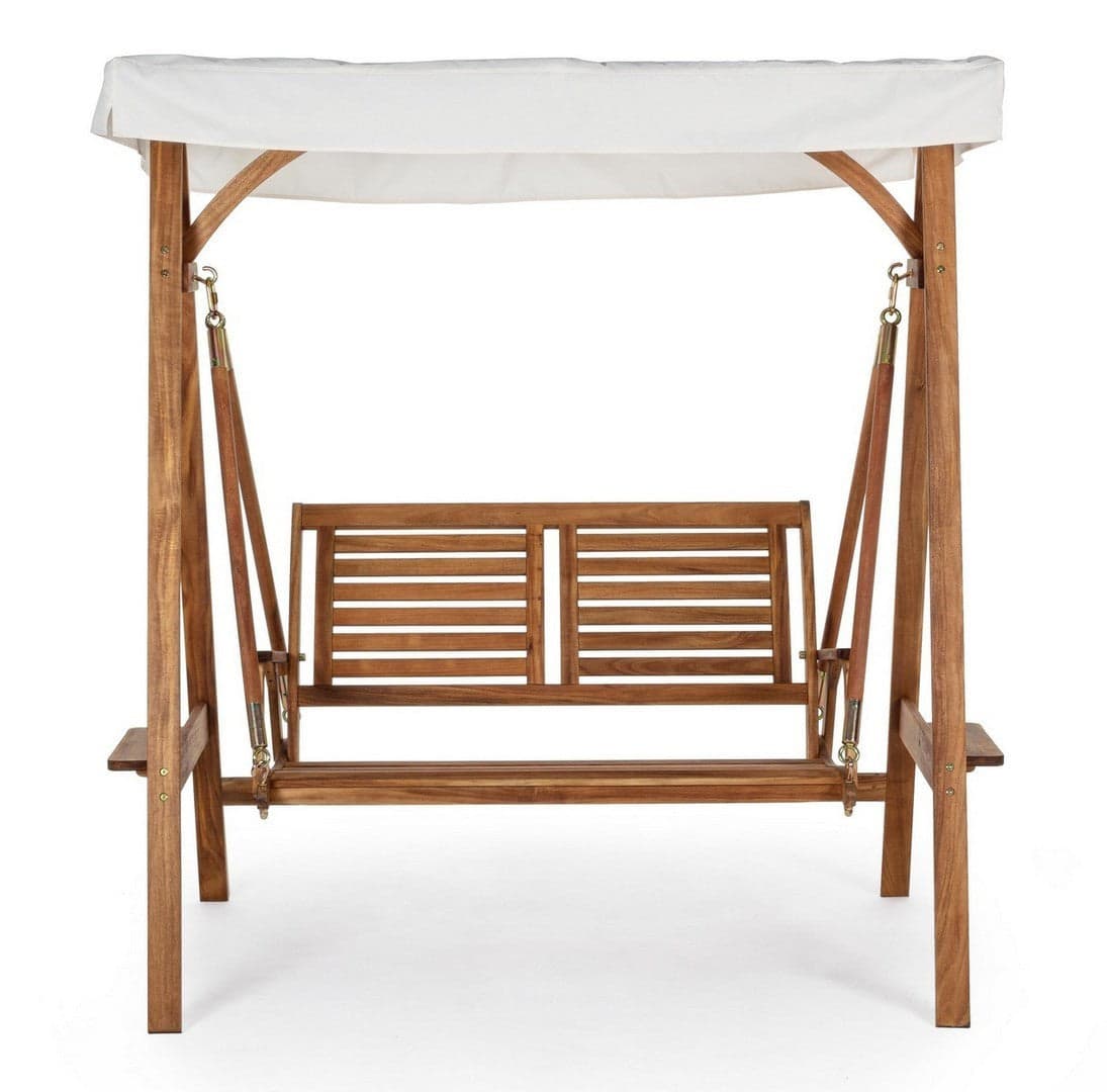 Dondolo a due posti "Noemi" con struttura in legno di acacia, resistente e per esterno in Dondoli coperti Decor Space - Altamura, commercioVirtuoso.it