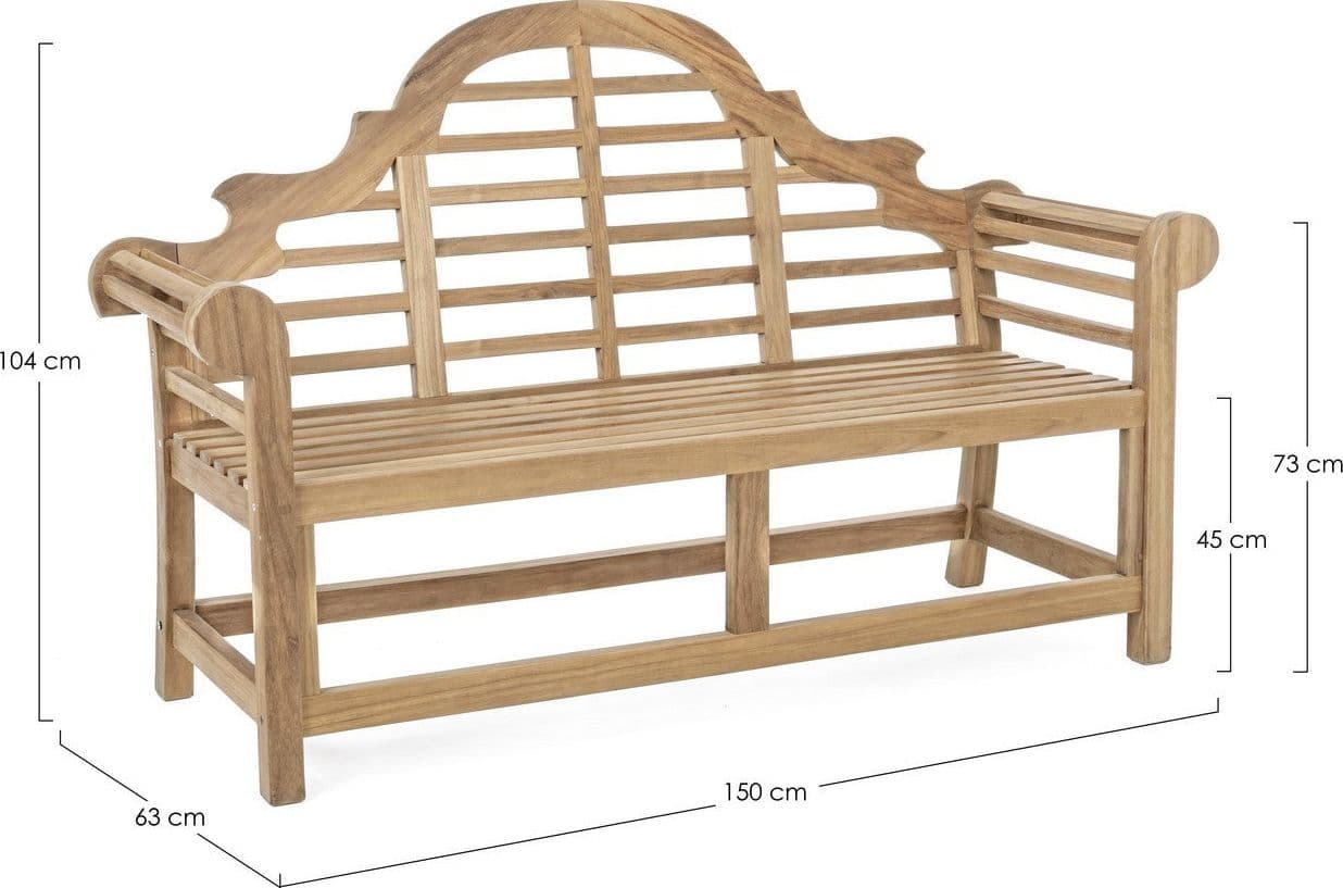 Panchina da giardino "Veradero" in legno di Teak, con braccioli, per esterno e veranda in Panche Decor Space - Altamura, commercioVirtuoso.it