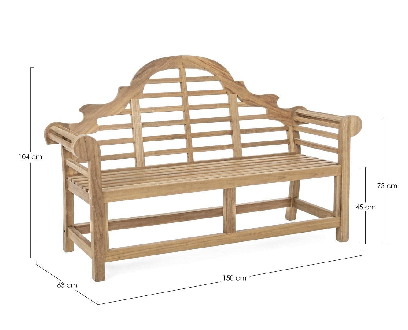Panchina da giardino "Veradero" in legno di Teak, con braccioli, per esterno e veranda in Panche Decor Space - Altamura, commercioVirtuoso.it