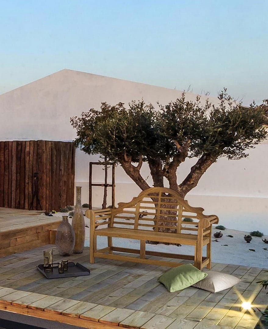 Panchina da giardino "Veradero" in legno di Teak, con braccioli, per esterno e veranda in Panche Decor Space - Altamura, commercioVirtuoso.it