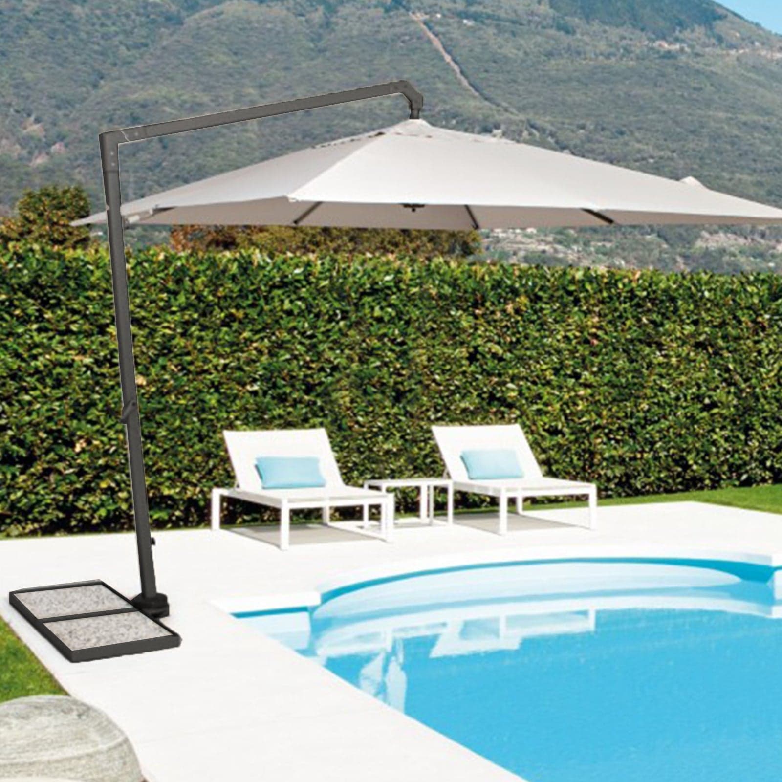 Ombrellone professionale con palo laterale "Panarea" in alluminio per Bar Ristoranti e Giardino 3 x 3 mt in Ombrelloni Decor Space - Altamura, commercioVirtuoso.it