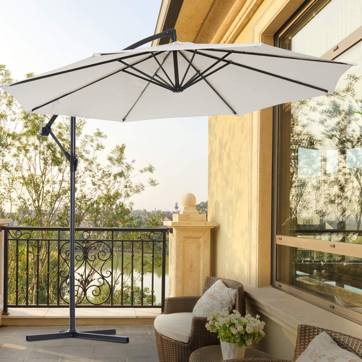 Ombrellone palo laterale "Texas" in acciaio da esterno per giardino e balcone in Ombrelloni Decor Space - Altamura, commercioVirtuoso.it