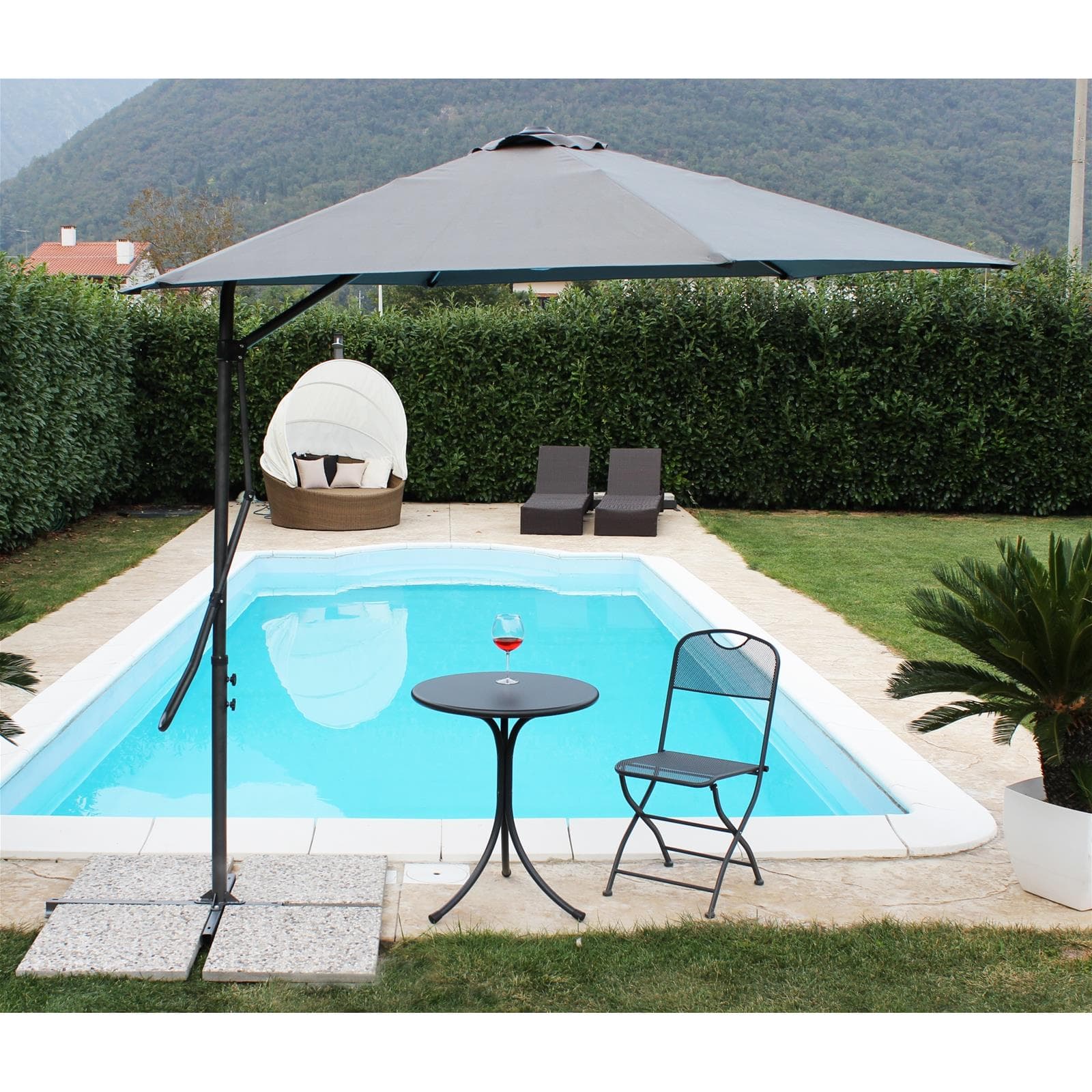 Ombrellone con palo laterale ''Zenith'' 2,5 x 2,5 mt in acciaio verniciato a polvere da giardino e balcone in Ombrelloni Decor Space - Altamura, commercioVirtuoso.it