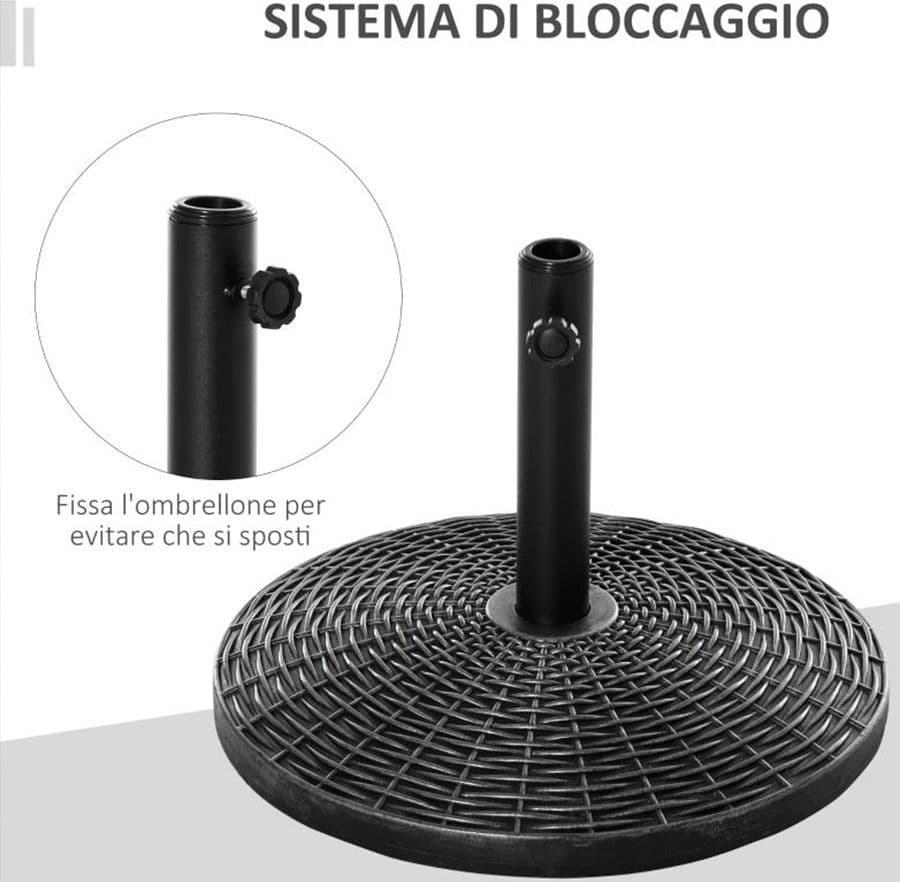 Base in poliresina tonda per ombrellone palo centrale marmetta da 25 kg in Basi e supporti per ombrelloni Decor Space - Altamura, commercioVirtuoso.it