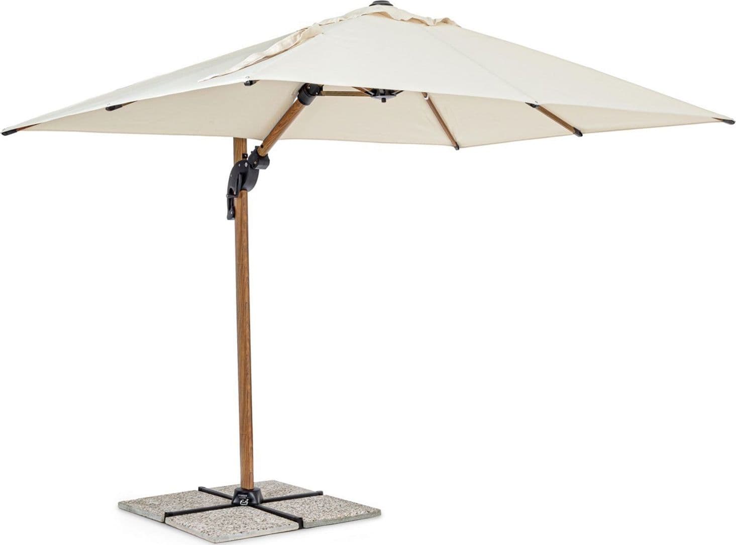 Ombrellone in alluminio con palo laterale orientabile da giardino Orion effetto legno – 2 x 3 mt – Andrea Bizzotto Spa –