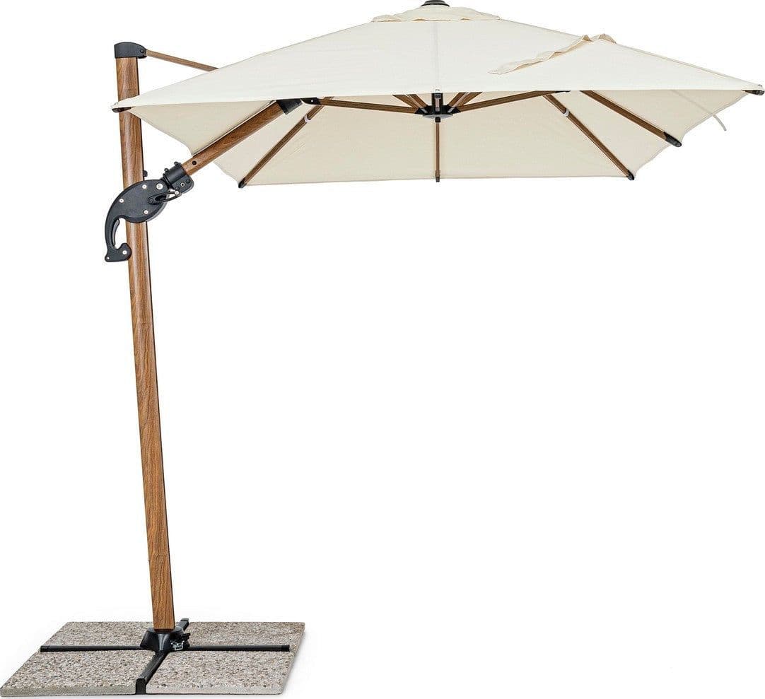 Ombrellone in alluminio con palo laterale orientabile da giardino Orion effetto legno - 25