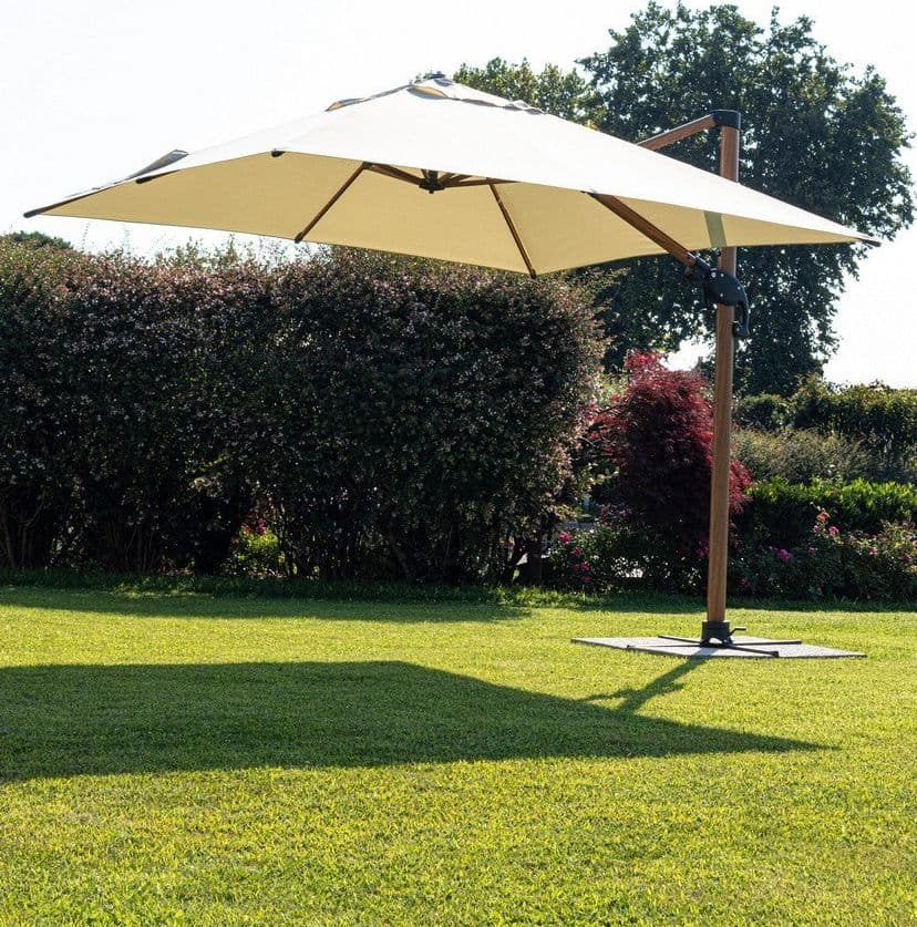 Ombrellone in alluminio con palo laterale orientabile da giardino Orion effetto legno - 28
