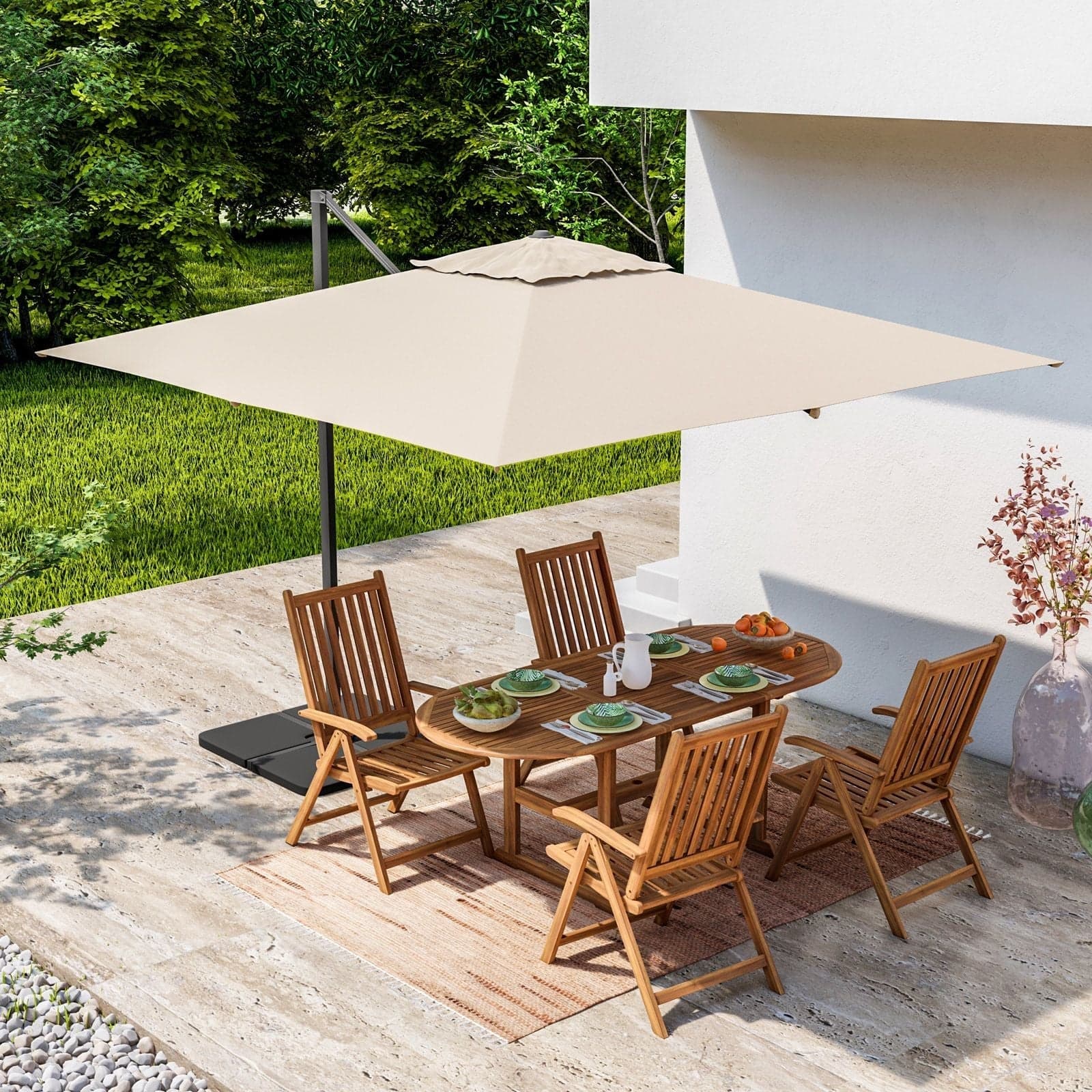 Ombrellone palo laterale "Newton" in alluminio verniciato da giardino e balcone in Ombrelloni Decor Space - Altamura, commercioVirtuoso.it