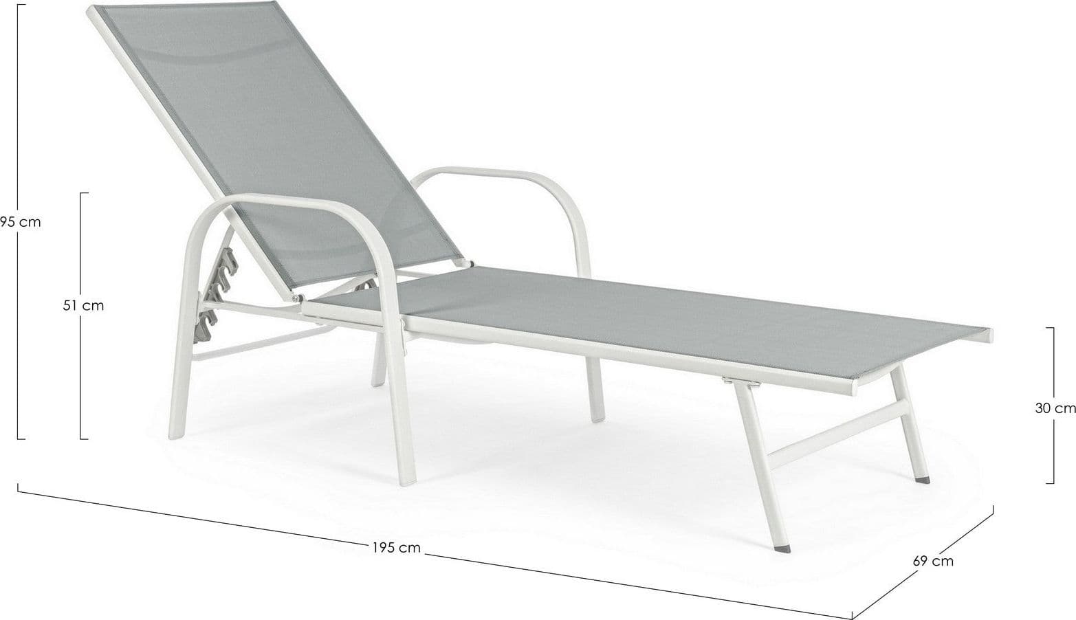Lettino con braccioli "Arent" con struttura in alluminio verniciato per esterno Giardino e giardinaggio/Arredamento da giardino e accessori/Lettini Decor Space - Altamura, Commerciovirtuoso.it