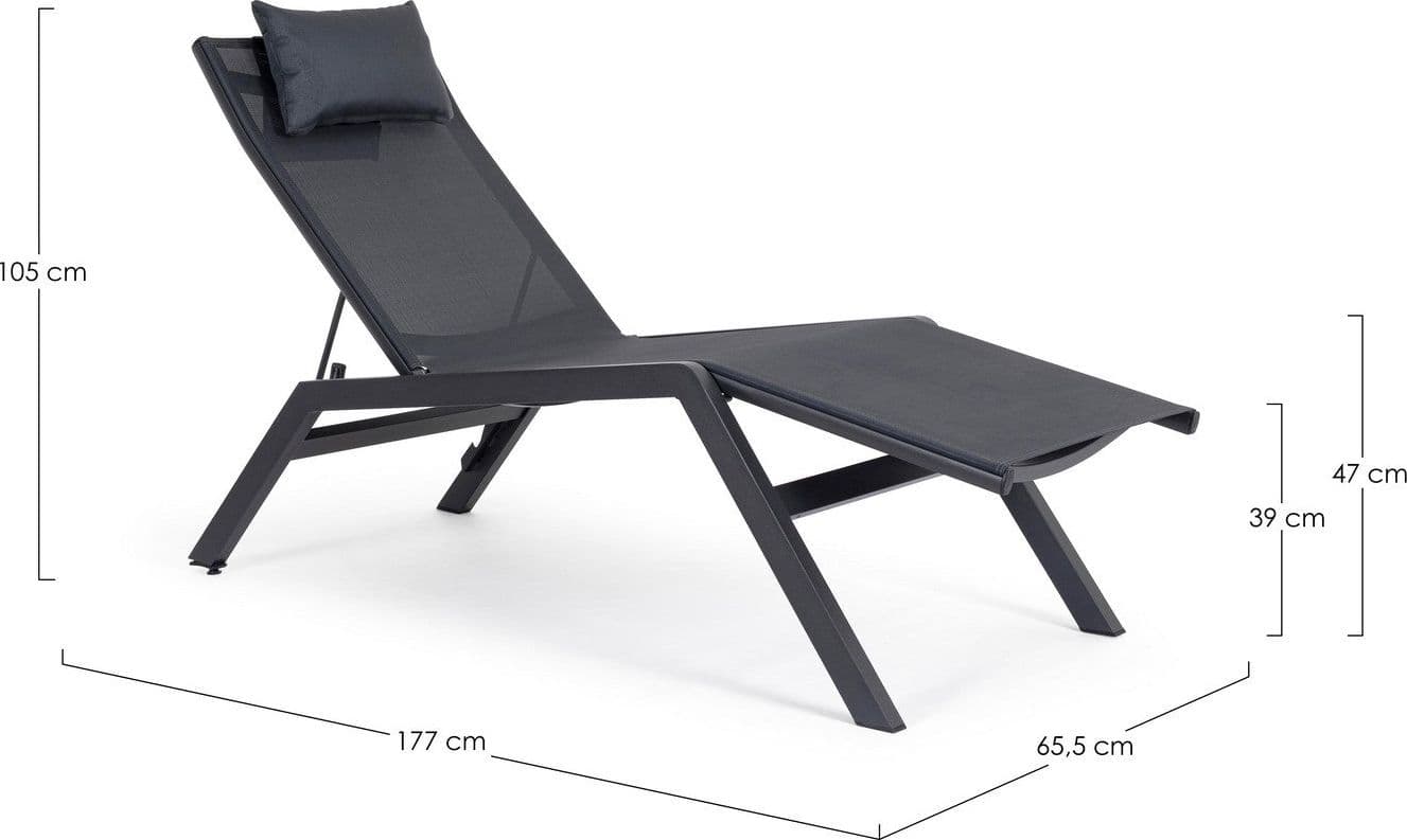 Lettino chaise longue "Krion" con poggiatesta, struttura in alluminio verniciato per esterno in Lettini Decor Space - Altamura, commercioVirtuoso.it