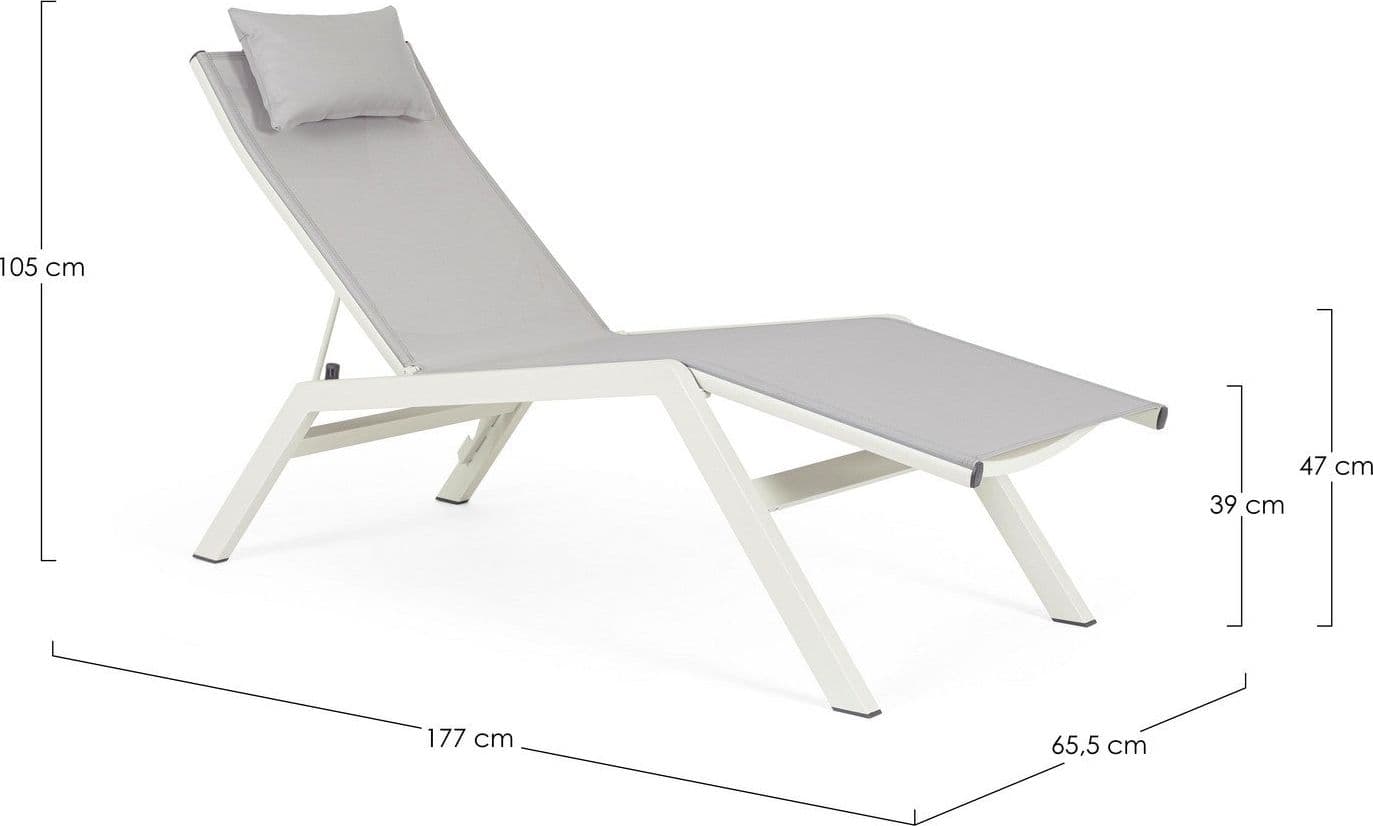 Lettino chaise longue "Krion" con poggiatesta, struttura in alluminio verniciato per esterno - 26