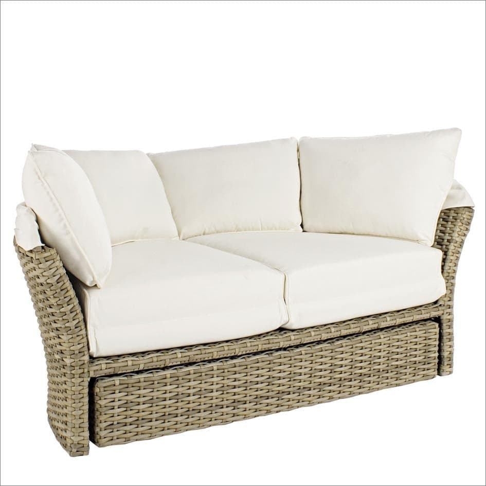 Daybed "Lesly" con cuscino e cappottina, struttura in alluminio e intreccio in fibra sintetica Giardino e giardinaggio/Arredamento da giardino e accessori/Lettini Decor Space - Altamura, Commerciovirtuoso.it