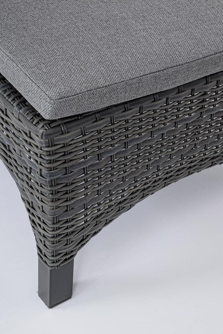 Lettino "Britton" con cuscini, struttura in alluminio e intreccio in fibra sintetica, reclinabile, per esterno in Lettini Decor Space - Altamura, commercioVirtuoso.it