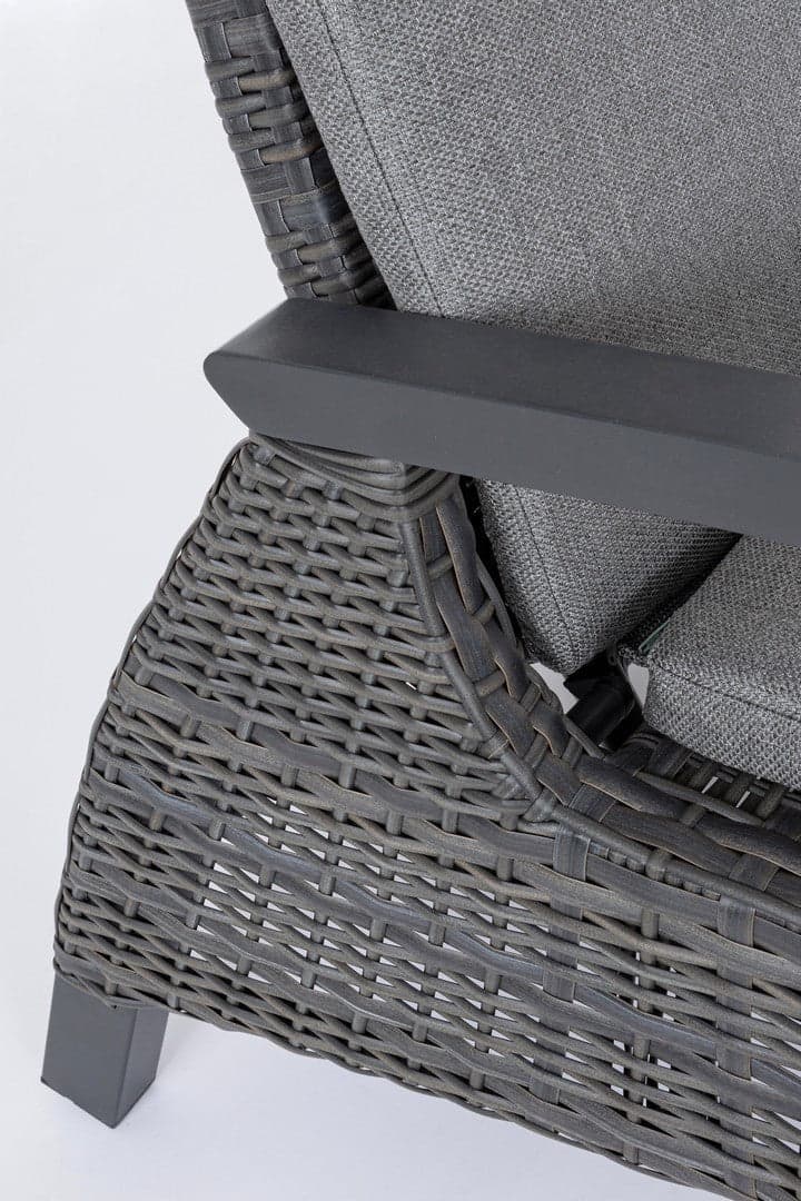 Lettino "Britton" con cuscini, struttura in alluminio e intreccio in fibra sintetica, reclinabile, per esterno in Lettini Decor Space - Altamura, commercioVirtuoso.it