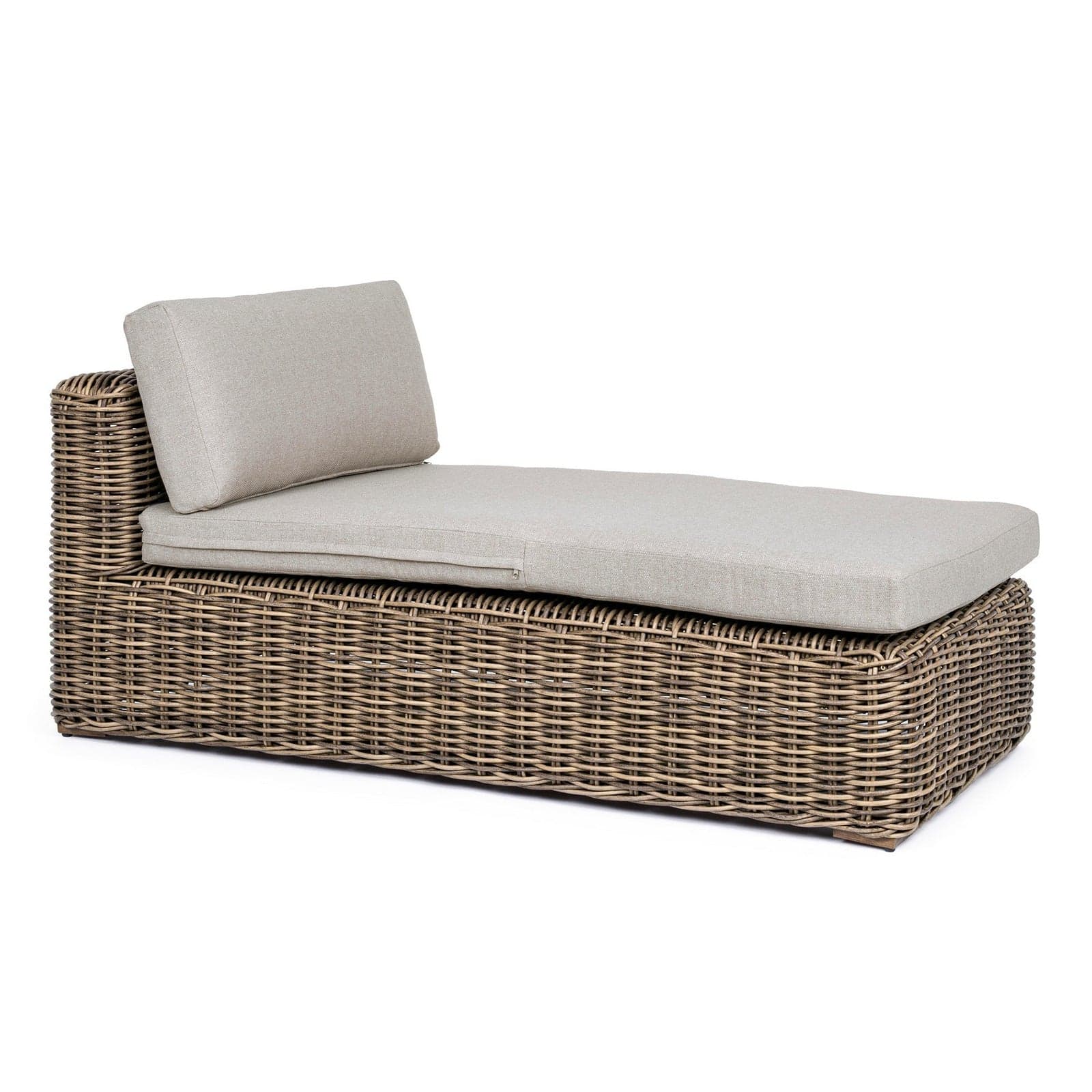 Lettino chaise longue "Coraline" con cuscino comodo, struttura in alluminio e intreccio in fibra sintetica in Lettini Decor Space - Altamura, commercioVirtuoso.it