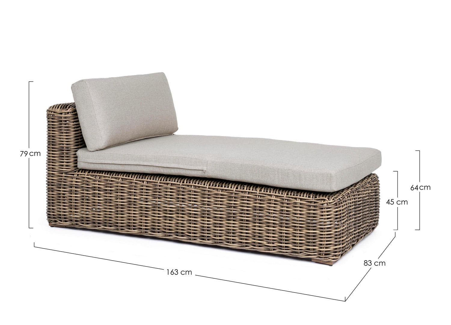 Lettino chaise longue "Coraline" con cuscino comodo, struttura in alluminio e intreccio in fibra sintetica Giardino e giardinaggio/Arredamento da giardino e accessori/Lettini Decor Space - Altamura, Commerciovirtuoso.it