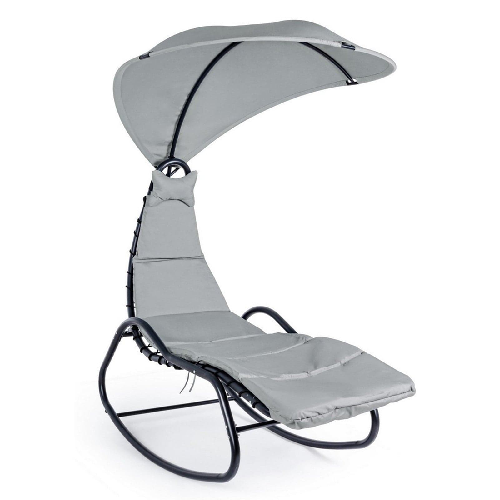 Lettino chaise longue dondolo "Baffin" antracite da giardino e veranda con cuscino in Lettini Decor Space - Altamura, commercioVirtuoso.it