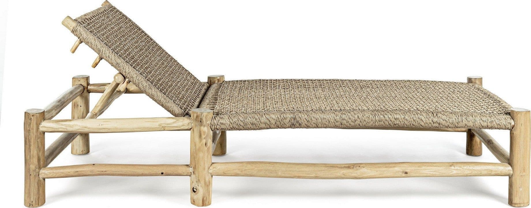 Lettino "Lampok" con struttura in rami di teak con intreccio in fibra sintetica in Lettini Decor Space - Altamura, commercioVirtuoso.it