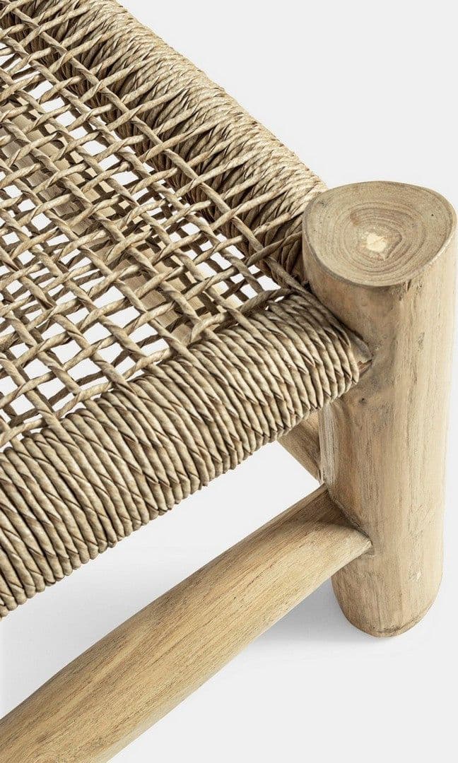 Lettino "Lampok" con struttura in rami di teak con intreccio in fibra sintetica in Lettini Decor Space - Altamura, commercioVirtuoso.it