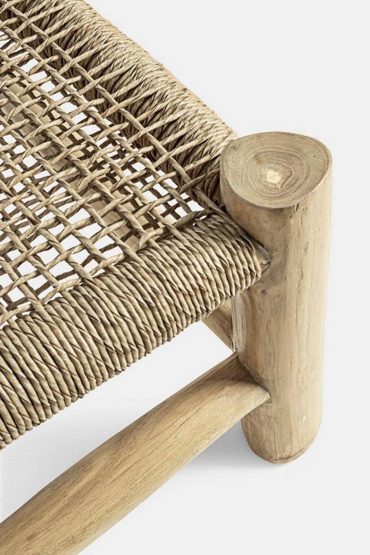 Lettino "Lampok" con struttura in rami di teak con intreccio in fibra sintetica in Lettini Decor Space - Altamura, commercioVirtuoso.it