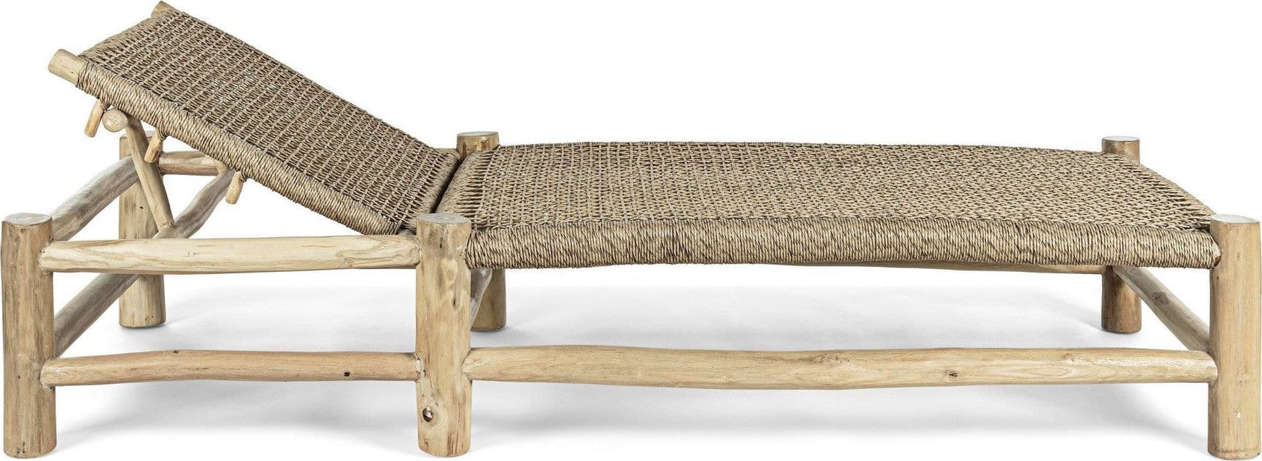 Lettino "Lampok" con struttura in rami di teak con intreccio in fibra sintetica in Lettini Decor Space - Altamura, commercioVirtuoso.it