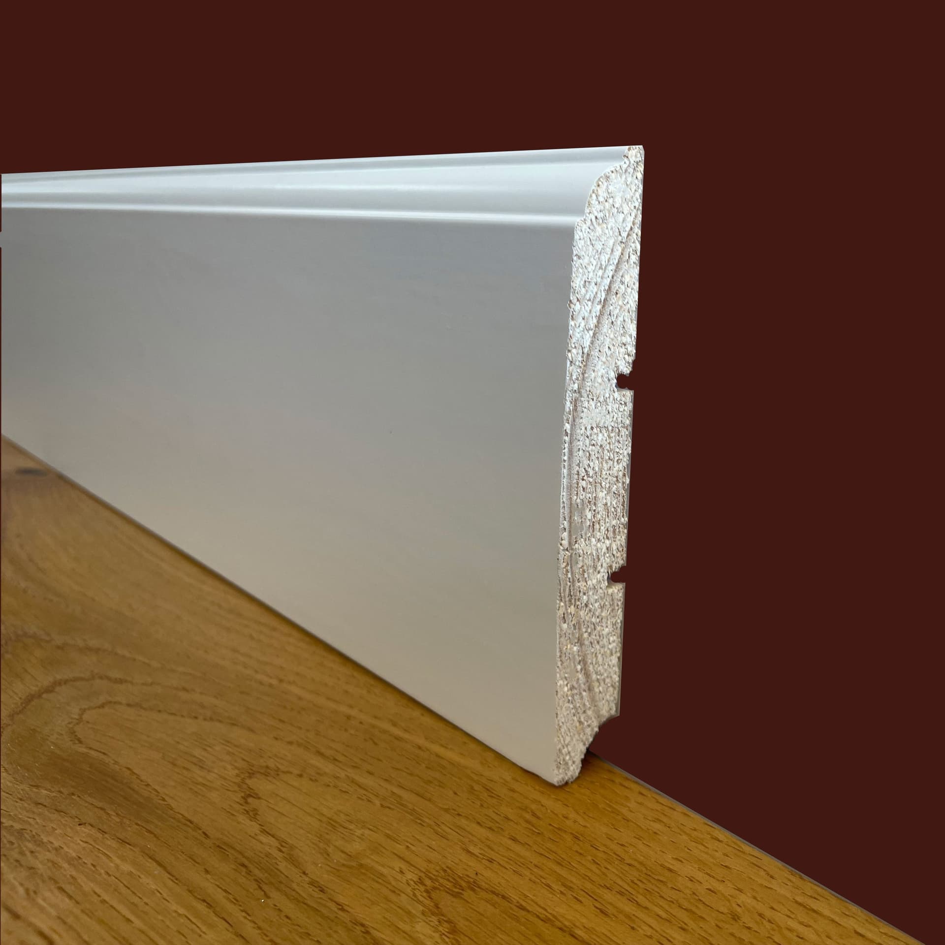 Battiscopa PREMIUM in legno MASSELLO mod.FIRENZE 120x15 laccato bianco liscio (prezzo al metro) Eternal Parquet