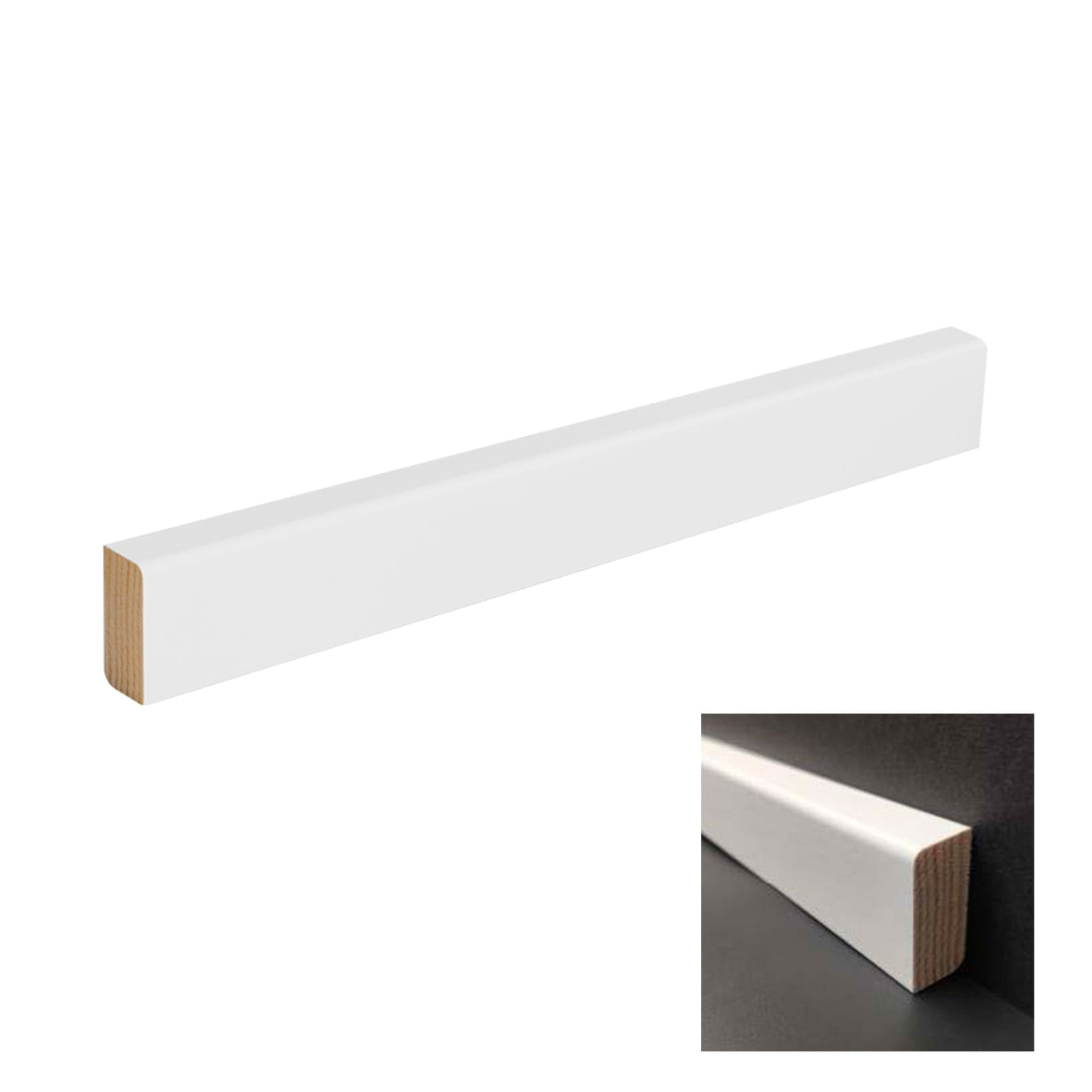 Battiscopa PREMIUM in legno MASSELLO basso squadrato 33x14 laccato bianco (prezzo al metro) - 4
