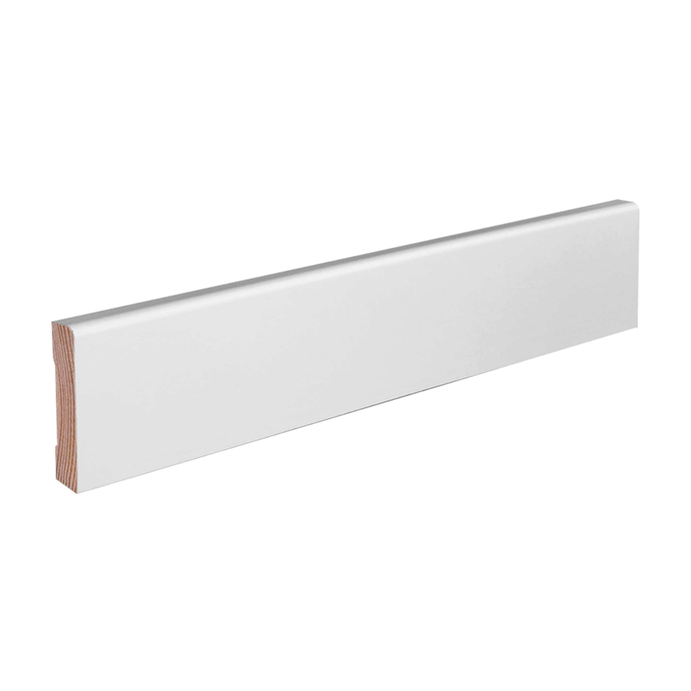 Battiscopa PREMIUM in legno MASSELLO squadrato 95x12 laccato bianco liscio (prezzo al metro) - Eternal Parquet